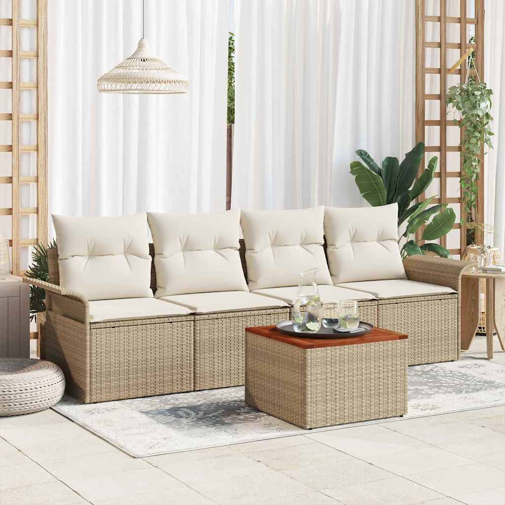 Garten-Sofa-Set 5 pcs Beige und Creme 55 x 55 x 37 cm